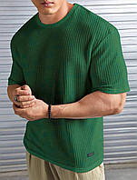 Мужская летняя вискозная футболка рельефной структуры размеры 42-56 Зеленый, 42/44