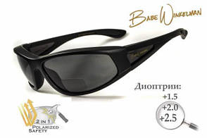 Окуляри біфокальні поляризаційні (захисні) BluWater Winkelman-2 polarized (+2.0 bifocal), (gray) чорні