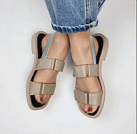 Жіночі літні босоніжки сандалі на липучках, колір бежевий, натуральна шкіра Розміри в НАЯВНОСТІ 37, 38