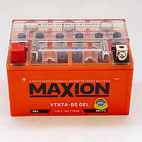 Аккумулятор мотоциклетный 7Ah-12v Maxion YTX7A-BS (150х87х93) GEL, L, EN90