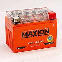 Акумулятор мотоциклетний 4Ah-12v Maxion YTX4L-BS (113х70х85) GEL, R, EN50