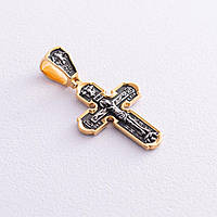 Православный серебряный крест Распятие Христово. Икона Божией Матери 133049 Оникс TT, код: 6670714