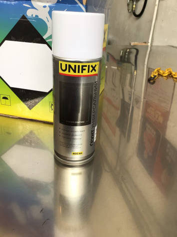 Емаль ґрунтувальна акрилова універсальна RAL 9010 Білий 400мл UNIFIX, фото 1