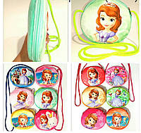 Детская круглая сумочка кошелек плюшевая 16*14 см на молнии Принцесса в разных вариантах Nina