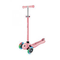 Детский самокат/коляска/биговел 3-х колесный GO UP SPORTY GLOBBER 452-710-4 пастельно-розовый, светящиеся