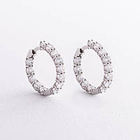 Серебряные серьги - кольца с фианитами 4762 Оникс DS, код: 6731657