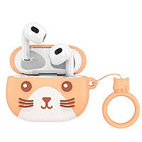 Детские наушники беспроводные Bluetooth HOCO Cat EW46 в кейсе Orange TH, код: 8216470