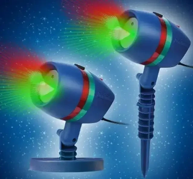 Лазерна установка проєктор Новорічна освітлення вологостійкого покриває 100 м2 світить червоним і зеленим - фото 8 - id-p2202689858