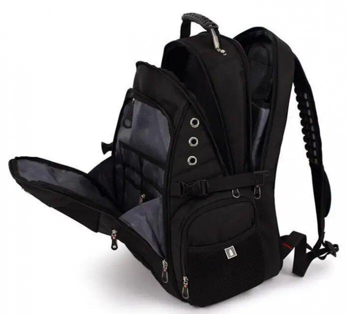 Рюкзак универсальный городской с USB и AUX выходами с дождевиком, 50*33*25 см рюкзак Swiss Bag 8810 Чё - фото 5 - id-p2202689860