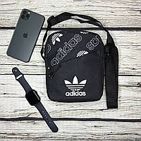Мужская споривная барсетка черная сумка через плечо Adidas Адидас