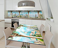 Наклейка 3Д виниловая на стол Zatarga «Замок с бирюзовой крышей» 650х1200 мм для домов, кварт GL, код: 6509897