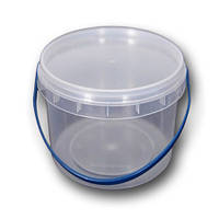 Відро пластикове прозоре кругле з кришкою для харчових продуктів об'єм 1100 мл 50 шт/уп.