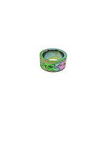Кольцо на палец Jewelry медицинская сталь переливается (радужное, бензин) листики и круги, окантованное