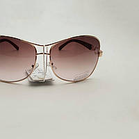Солнцезащитные очки женские коричневые, стильные в металлической, золотой оправе бабочка, классические