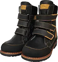 Ортопедические ботинки для мальчиков, зимние, кожаные с супинатором Ortop 330-Black, размер 26