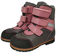 Зимние кожаные ортопедические ботинки для девочки, с супинатором Ortop 312-Pg, размер 25