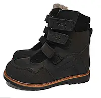 Зимові шкіряні ортопедичні черевики із супінатором Ortop 337-Black, розмір 26