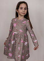 Платье для девочки BIGU трикотажное с длинным рукавом Балерины Бежевое