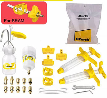 Набір для прокачування гідравлічних гальм EZmtb Bleed Kit Version Pro bag латунні адаптери + SRAM RSC