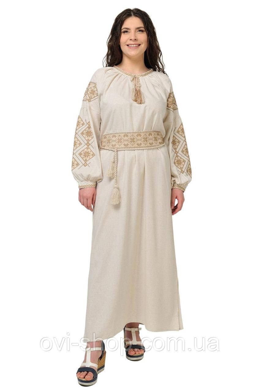 Вишита українська сукня «Соломія» бежевий, фото 1