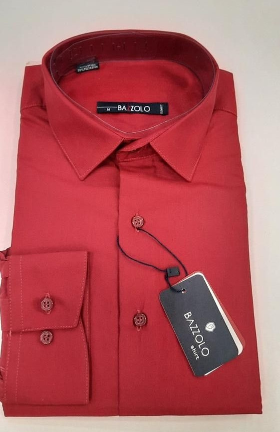 Сорочка чоловіча Bazzolo приталена SKY2250 темно червона, фото 1