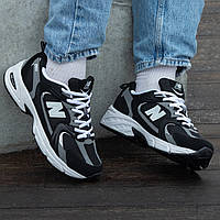 Мужские кроссовки New Balance 530 white black grey abzorb Нью Беленс черные серые с белым на весну