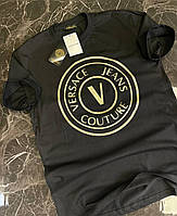 Versace Версаче футболка черная люксовая яркая мужская стильная модная хлопок