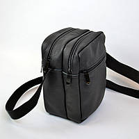BTI Сумка месенджер із натуральної шкіри, чоловіча велика сумка на 4 кишені з чорною блискавкою