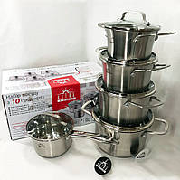 BTI Набор посуды 10 предметов ASTRA A-2310, набор кастрюль для электроплиты, сборный набор кастрюль