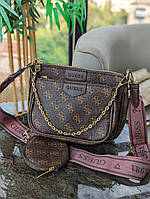 Жіноча сумка Guess коричнева повсякденна модель крос боді клатч на широкому ремінці