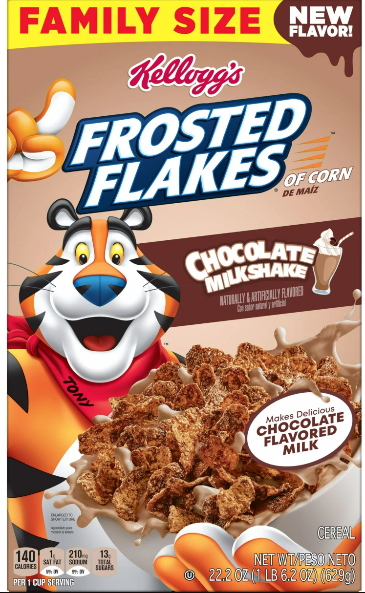 Сніданок з сухого завтраку Kellogg's Frosted Flakes Chocolate Milkshake Family Size, 629г