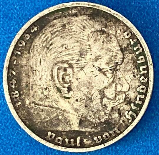 Монета Німеччини 5 рейхсмарки 1936 р. Гінденбург, фото 1