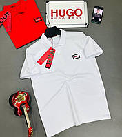 PLI Поло футболка рубашка мужская Hugo Boss Premium белая мужское поло чоловічес / хьюго босс / поло мужское