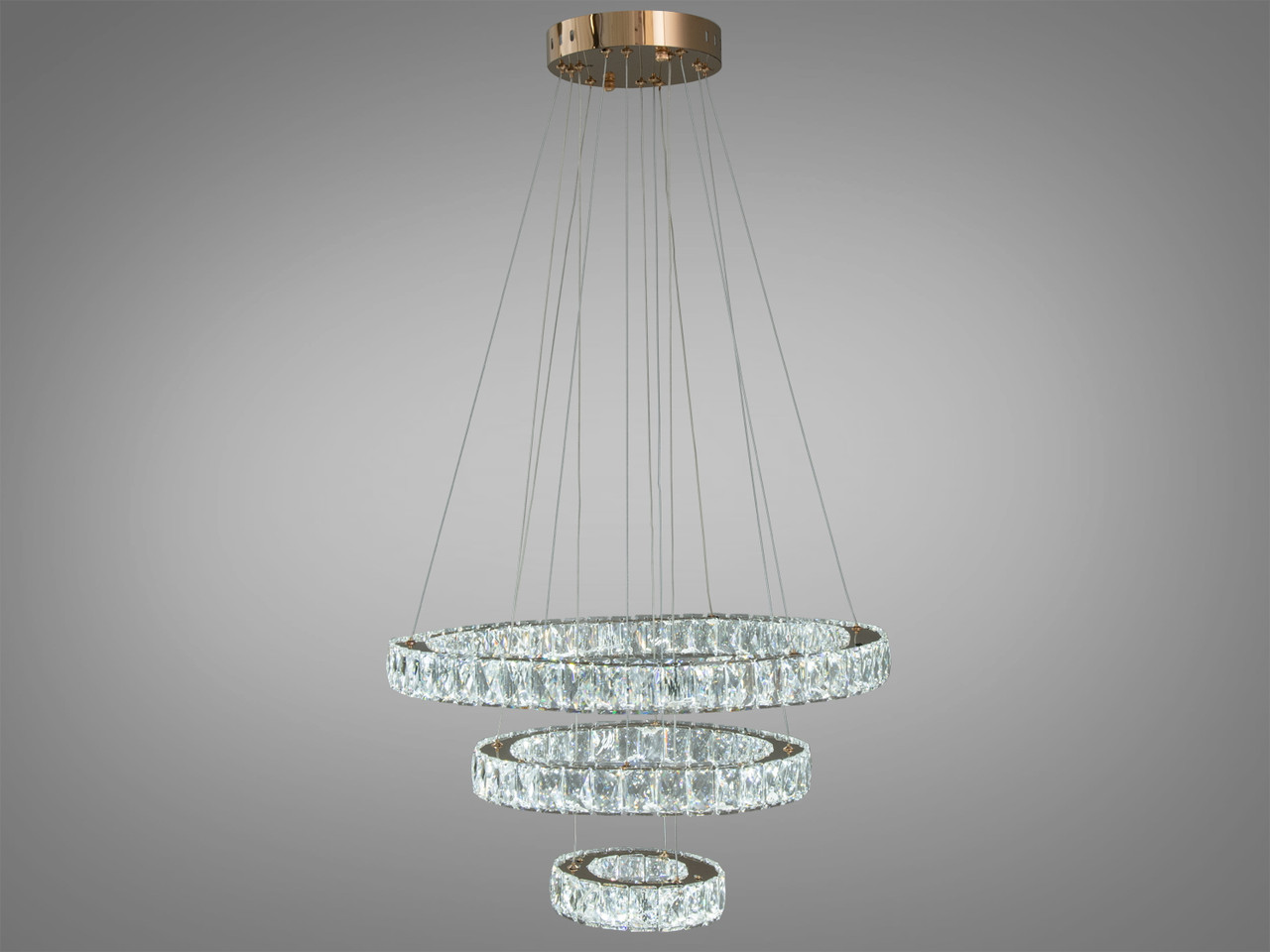 Кришталева світлодіодна люстра в золотому кольорі 7201-8A/580+400+200G, фото 1