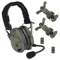 PLI Тактичні активні навушники HD-16 Bluetooth+ кріплення чебурашки олива