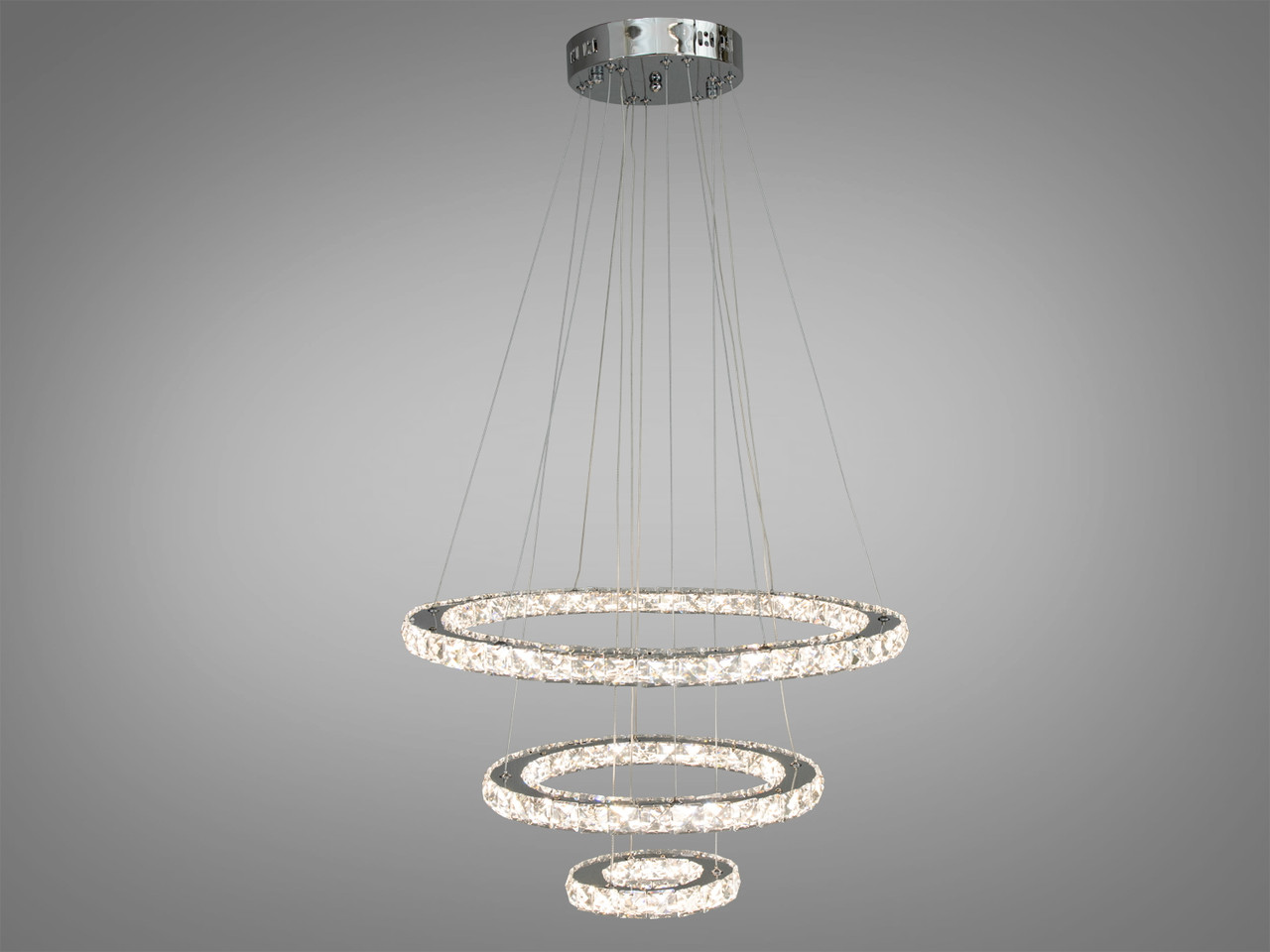 Світлодіодна люстра кришталеві кільця 7201-8W/580+400+200HR, фото 1