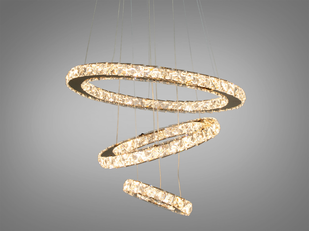 Кришталева світлодіодна золота люстра 7201-6W/480+340+190G, фото 1