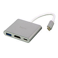 Переходник Hoco HB14 Type-C to USB3.0+HDMI+PD Цвет Стальной l