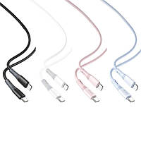 USB XO NB-Q226A 27W Silicone two-color TYPE-C to Lightning Цвет Черный h 0.02, 0.036, Type-C, 185, Lightning, 25, 1, кабель, male - male, Пластик и металл, 0.000278, ПВХ, Универсальный, 3, Кабель, Круглая, Розовый, 60