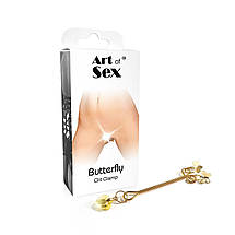 Затискач для клітора Art of Sex — Clit Clamp Butterfly, золото, фото 4