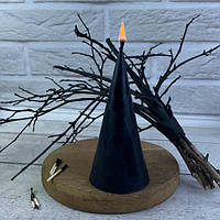 Восковая черная свеча - Конусная (15 см)