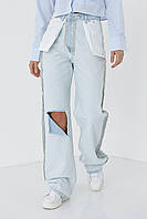 Двусторонние рваные джинсы в стиле grunge - небесно-голубой цвет, 34р