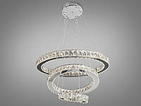 Дизайнерская хрустальная LED люстра в гостиную, цвет хром, 80W на 12м2 7201F-650+450+250-LS