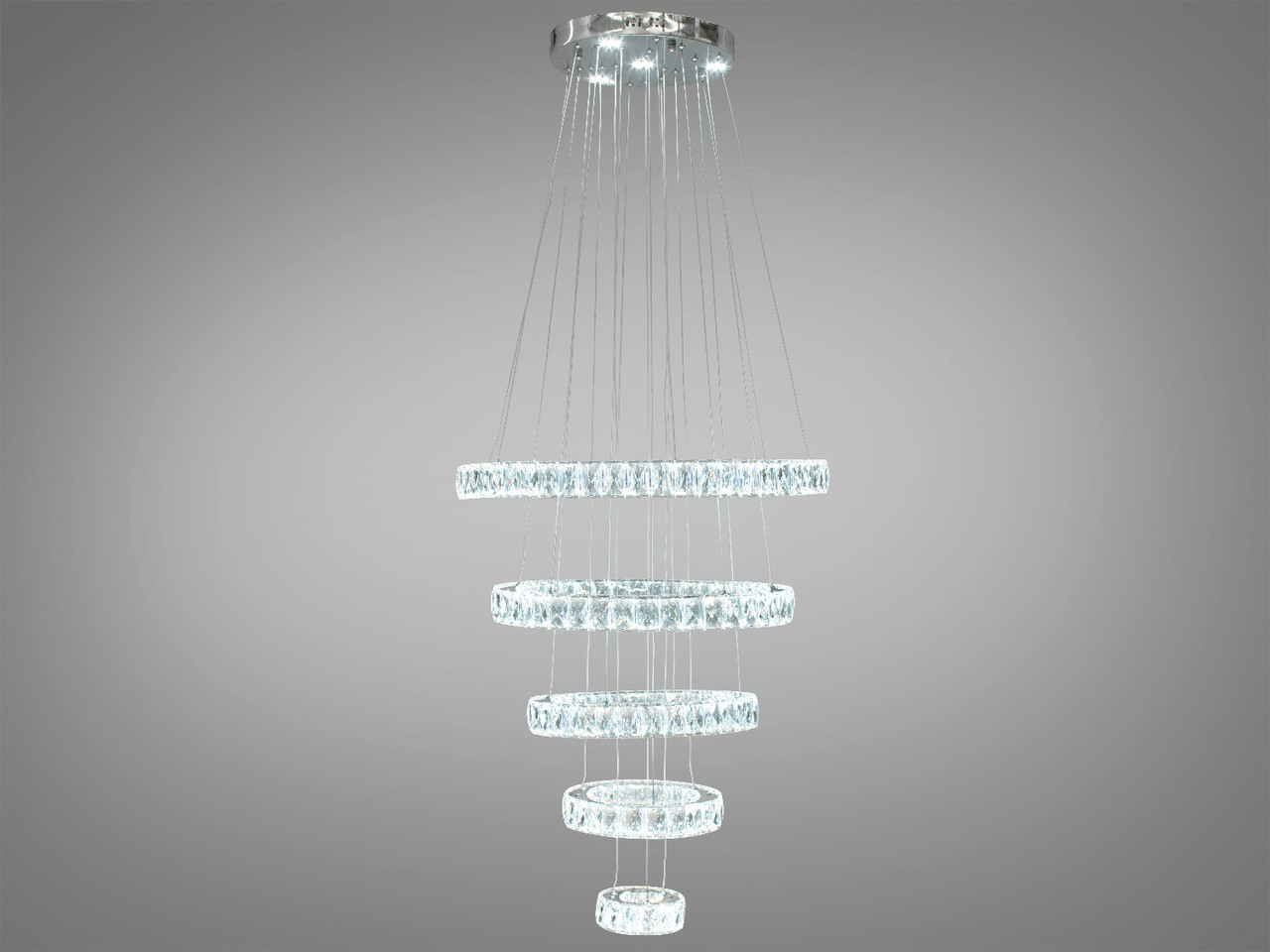 Каскадна кришталева LED люстра класу люкс у вітальню, колір хром, 130 W на 19 м2 7201-12A-LS