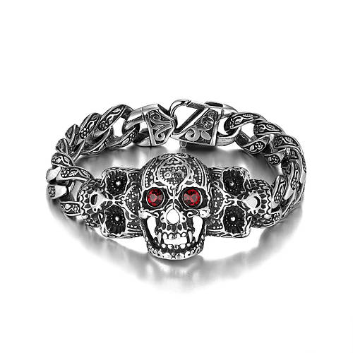 Мужской браслет из нержавеющей медицинской стали череп 15.5мм 22см BS ...