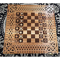 Нарди-шахмати-шашки (56×28×2,2 см) відрізні дерев'яні з фігурами та фішками масив дерева