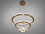 Світлодіодна люстра кришталеві кільця 7201-8W/580+400+200G, фото 2