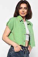 Піджак жіночий укорочений без рукавів зеленого кольору 177642S