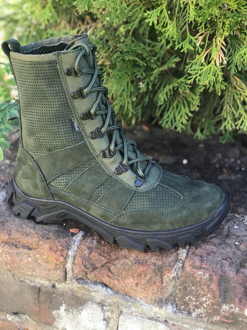 Тактичні берці літні Nubuck Перфорація Олива, фото 1