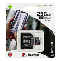 Карта Пам'яті Kingston Canvas Select Plus microSDXC (UHS-1) 256gb 10 Class &amp; Adapter Колір Чорний